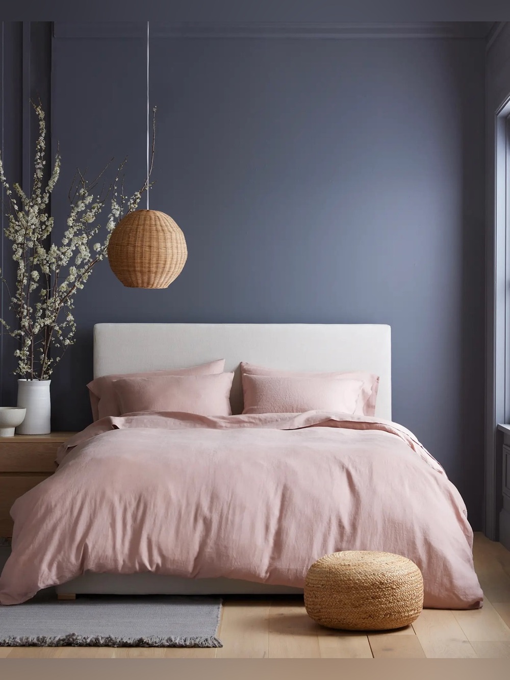 New Quince European Linen Duvet Cover Set King/CalKing Dusty Mauve MSRP $214